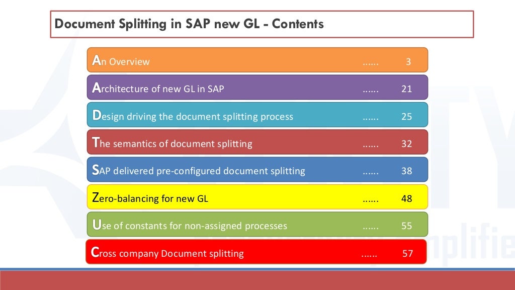 Document splitting in New GL in SAP