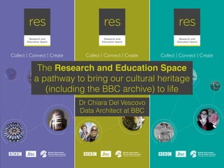 The Research and Education Space
a pathway to bring our cultural heritage
(including the BBC archive) to life
Dr Chiara Del Vescovo
Data Architect at BBC
 