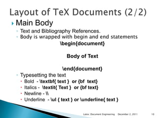 Document typesetting using LateX | PPTX