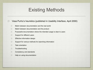 Usability heuristics for documentation by Anupama Gummaraju | PDF