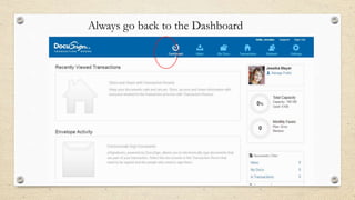 Always go back to the Dashboard

 