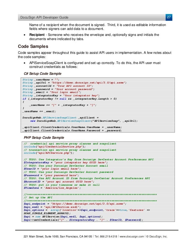 DocuSign eSignature API Guide SOAP