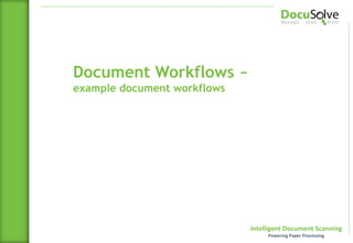 Intelligent Document Scanning
Powering Paper Processing
Document Workflows ~
example document workflows
 