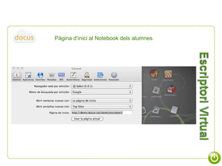 Pàgina d’inici al Notebook dels alumnes 
