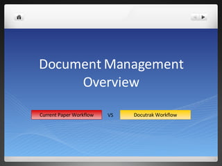 Document Management Overview Docutrak Workflow VS Current Paper Workflow 
