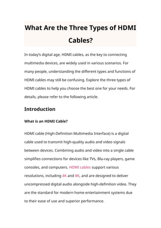 What Are the Three Types of HDMI Cables? | DOCX