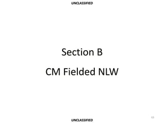 UNCLASSIFIED




   Section B
CM Fielded NLW


                    63
     UNCLASSIFIED
 