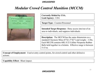 UNCLASSIFIED


            Modular Crowd Control Munition (MCCM)
                                          Currently field...