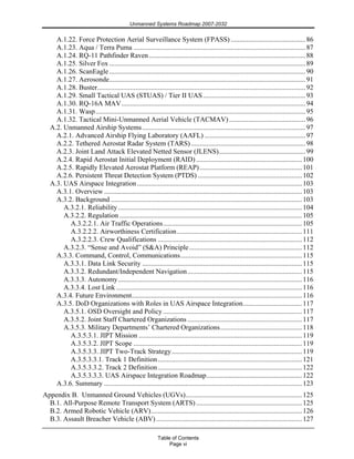 Unmanned Systems Roadmap 2007-2032
Table of Contents
Page viii
C.2.3. Harbor Class USVs......................................