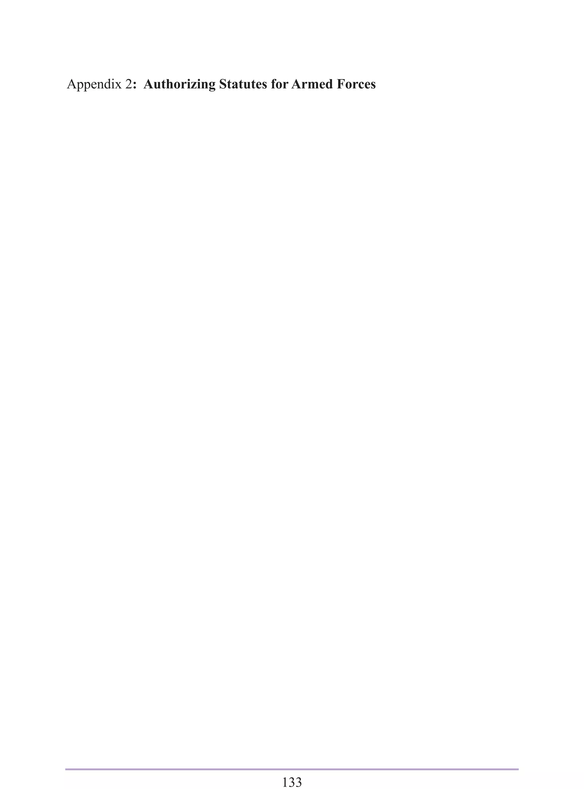 Appendix 2: Authorizing Statutes for Armed Forces




                                  133
 