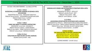 Doing Business With DOD & The INTEL Community – December 1, 2020
8-8:10am WELCOME REMARKS - Lisa Wood, VA PTAC
8:10am - 8:...