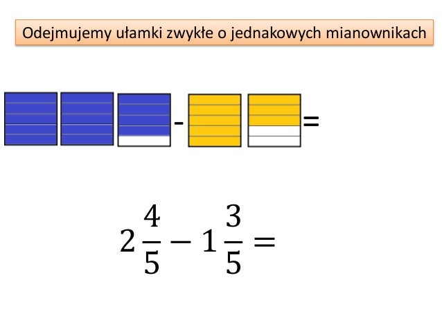 Dodawanie i odejmowanie ułamków zwykłych o jednakowych mianownikach