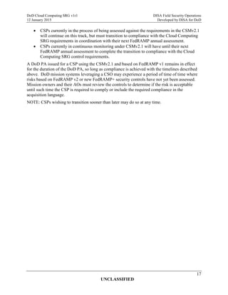 Do d cloud computing security requirements guide (srg) version 1 | PDF
