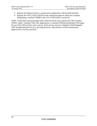 Do d cloud computing security requirements guide (srg) version 1 | PDF