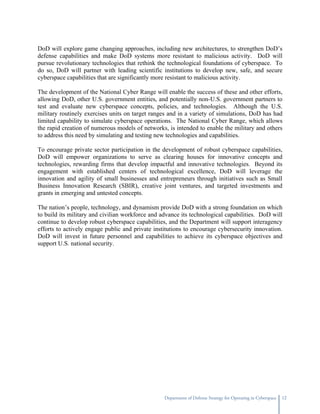 Dod Strategy.pdf Department of Defense Strategy for Operating in Cyberspace | PDF
