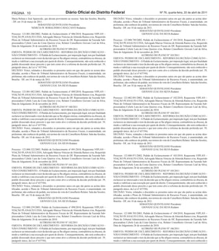 PÁGINA 10                                               Diário Oficial do Distrito Federal                                                            Nº 76, quarta-feira, 20 de abril de 2011

Maria Helena e José Aparecido, que davam provimento ao recurso. Sala das Sessões, Brasília            DECISÃO: Vistos, relatados e discutidos os presentes autos em que são partes as acima iden-
- DF, em 18 de março de 2011.                                                                         tificadas, acorda o Pleno do Tribunal Administrativo de Recursos Fiscais, à unanimidade, em
                         SEBASTIÃO QUINTILIANO Presidente                                             preliminar, não conhecer do pedido, nos termos do voto do Conselheiro Relator. Sala das Sessões,
                   MÁRCIA W. ROBALINHO CAVALCANTI Redatora                                            Brasília - DF, em 18 de março de 2011.
                                                                                                                                 SEBASTIÃO QUINTILIANO Presidente
Processo: 123.001.288/2002, Pedido de Esclarecimento nº 086/2010, Requerente VIPLAN –                                              GIOVANI LEAL DA SILVA Redator
VIAÇÃO PLANALTO LTDA, Advogado Marcus Vinícius de Almeida Ramos e/ou, Requerido
Pleno do Tribunal Administrativo de Recursos Fiscais do DF, Representante da Fazenda Sub-             Processo: 123.000.749/2002, Pedido de Esclarecimento nº 101/2010, Requerente VIPLAN –
procuradora Cybele Lara da Costa Queiroz e/ou, Relator Conselheiro Giovani Leal da Silva,             VIAÇÃO PLANALTO LTDA, Advogado Marcus Vinícius de Almeida Ramos e/ou, Requerido
Data do Julgamento 26 de novembro de 2010.                                                            Pleno do Tribunal Administrativo de Recursos Fiscais do DF, Representante da Fazenda Sub-
                              ACÓRDÃO DO PLENO Nº 099/2011                                            procuradora Cybele Lara da Costa Queiroz e/ou, Relator Conselheiro Giovani Leal da Silva,
EMENTA: PEDIDO DE ESCLARECIMENTO – REFORMA DA DECISÃO COMO ALVO –                                     Data do Julgamento 26 de novembro de 2010.
NÃO CONHECIMENTO – O Pedido de Esclarecimento, por imposição legal, tem por finalidade                                              ACÓRDÃO DO PLENO Nº 103/2011
esclarecer ao interessado o teor da decisão que se lhe afigure omissa, contraditória ou obscura, de   EMENTA: PEDIDO DE ESCLARECIMENTO – REFORMA DA DECISÃO COMO ALVO –
modo a viabilizar a sua execução por quem de direito. Consequentemente, não será conhecido o          NÃO CONHECIMENTO – O Pedido de Esclarecimento, por imposição legal, tem por finalidade
pedido dissociado desse preceito e que tem como alvo a reforma da decisão proferida (art. 39,         esclarecer ao interessado o teor da decisão que se lhe afigure omissa, contraditória ou obscura, de
parágrafo único, da Lei n.º 657/94).                                                                  modo a viabilizar a sua execução por quem de direito. Consequentemente, não será conhecido o
DECISÃO: Vistos, relatados e discutidos os presentes autos em que são partes as acima iden-           pedido dissociado desse preceito e que tem como alvo a reforma da decisão proferida (art. 39,
tificadas, acorda o Pleno do Tribunal Administrativo de Recursos Fiscais, à unanimidade, em           parágrafo único, da Lei nº 657/94).
preliminar, não conhecer do pedido, nos termos do voto do Conselheiro Relator. Sala das Sessões,      DECISÃO: Vistos, relatados e discutidos os presentes autos em que são partes as acima iden-
Brasília - DF, em 18 de março de 2011.                                                                tificadas, acorda o Pleno do Tribunal Administrativo de Recursos Fiscais, à unanimidade, em
                           SEBASTIÃO QUINTILIANO Presidente                                           preliminar, não conhecer do pedido, nos termos do voto do Conselheiro Relator. Sala das Sessões,
                              GIOVANI LEAL DA SILVA Redator                                           Brasília - DF, em 18 de março de 2011.
                                                                                                                                 SEBASTIÃO QUINTILIANO Presidente
Processo: 123.001.082/2003, Pedido de Esclarecimento nº 089/2010, Requerente VIPLAN –                                               GIOVANI LEAL DA SILVA Redator
VIAÇÃO PLANALTO LTDA, Advogado Marcus Vinícius de Almeida Ramos e/ou, Requerido
Pleno do Tribunal Administrativo de Recursos Fiscais do DF, Representante da Fazenda Sub-             Processo: 123.002.891/2002, Pedido de Esclarecimento nº 102/2010, Requerente VIPLAN –
procuradora Cybele Lara da Costa Queiroz e/ou, Relator Conselheiro Giovani Leal da Silva,             VIAÇÃO PLANALTO LTDA, Advogado Marcus Vinícius de Almeida Ramos e/ou, Requerido
Data do Julgamento 26 de novembro de 2010.                                                            Pleno do Tribunal Administrativo de Recursos Fiscais do DF, Representante da Fazenda Sub-
                              ACÓRDÃO DO PLENO Nº 100/2011                                            procuradora Cybele Lara da Costa Queiroz e/ou, Relator Conselheiro Giovani Leal da Silva,
EMENTA: PEDIDO DE ESCLARECIMENTO – REFORMA DA DECISÃO COMO ALVO –                                     Data do Julgamento 26 de novembro de 2010.
NÃO CONHECIMENTO – O Pedido de Esclarecimento, por imposição legal, tem por finalidade                                              ACÓRDÃO DO PLENO Nº 104/2011
esclarecer ao interessado o teor da decisão que se lhe afigure omissa, contraditória ou obscura, de   EMENTA: PEDIDO DE ESCLARECIMENTO – REFORMA DA DECISÃO COMO ALVO –
modo a viabilizar a sua execução por quem de direito. Consequentemente, não será conhecido o          NÃO CONHECIMENTO – O Pedido de Esclarecimento, por imposição legal, tem por finalidade
pedido dissociado desse preceito e que tem como alvo a reforma da decisão proferida (art. 39,         esclarecer ao interessado o teor da decisão que se lhe afigure omissa, contraditória ou obscura, de
parágrafo único, da Lei nº 657/94).                                                                   modo a viabilizar a sua execução por quem de direito. Consequentemente, não será conhecido o
DECISÃO: Vistos, relatados e discutidos os presentes autos em que são partes as acima iden-           pedido dissociado desse preceito e que tem como alvo a reforma da decisão proferida (art. 39,
tificadas, acorda o Pleno do Tribunal Administrativo de Recursos Fiscais, à unanimidade, em           parágrafo único, da Lei nº 657/94).
preliminar, não conhecer do pedido, nos termos do voto do Conselheiro Relator. Sala das Sessões,      DECISÃO: Vistos, relatados e discutidos os presentes autos em que são partes as acima iden-
Brasília - DF, em 18 de março de 2011.                                                                tificadas, acorda o Pleno do Tribunal Administrativo de Recursos Fiscais, à unanimidade, em
                           SEBASTIÃO QUINTILIANO Presidente                                           preliminar, não conhecer do pedido, nos termos do voto do Conselheiro Relator. Sala das Sessões,
                              GIOVANI LEAL DA SILVA Redator                                           Brasília - DF, em 18 de março de 2011.
                                                                                                                                 SEBASTIÃO QUINTILIANO Presidente
Processo: 123.000.322/2003, Pedido de Esclarecimento nº 091/2010, Requerente VIPLAN –                                               GIOVANI LEAL DA SILVA Redator
VIAÇÃO PLANALTO LTDA, Advogado Marcus Vinícius de Almeida Ramos e/ou, Requerido
Pleno do Tribunal Administrativo de Recursos Fiscais do DF, Representante da Fazenda Sub-             Processo: 123.000.971/2002, Pedido de Esclarecimento nº 103/2010, Requerente VIPLAN –
procuradora Cybele Lara da Costa Queiroz e/ou, Relator Conselheiro Giovani Leal da Silva,             VIAÇÃO PLANALTO LTDA, Advogado Marcus Vinícius de Almeida Ramos e/ou, Requerido
Data do Julgamento 26 de novembro de 2010.                                                            Pleno do Tribunal Administrativo de Recursos Fiscais do DF, Representante da Fazenda Sub-
                              ACÓRDÃO DO PLENO Nº 101/2011                                            procuradora Cybele Lara da Costa Queiroz e/ou, Relator Conselheiro Giovani Leal da Silva,
EMENTA: PEDIDO DE ESCLARECIMENTO – REFORMA DA DECISÃO COMO ALVO –                                     Data do Julgamento 26 de novembro de 2010.
NÃO CONHECIMENTO – O Pedido de Esclarecimento, por imposição legal, tem por finalidade                                              ACÓRDÃO DO PLENO Nº 105/2011
esclarecer ao interessado o teor da decisão que se lhe afigure omissa, contraditória ou obscura, de   EMENTA: PEDIDO DE ESCLARECIMENTO – REFORMA DA DECISÃO COMO ALVO –
modo a viabilizar a sua execução por quem de direito. Consequentemente, não será conhecido o          NÃO CONHECIMENTO – O Pedido de Esclarecimento, por imposição legal, tem por finalidade
pedido dissociado desse preceito e que tem como alvo a reforma da decisão proferida (art. 39,         esclarecer ao interessado o teor da decisão que se lhe afigure omissa, contraditória ou obscura, de
parágrafo único, da Lei nº 657/94).                                                                   modo a viabilizar a sua execução por quem de direito. Consequentemente, não será conhecido o
DECISÃO: Vistos, relatados e discutidos os presentes autos em que são partes as acima iden-           pedido dissociado desse preceito e que tem como alvo a reforma da decisão proferida (art. 39,
tificadas, acorda o Pleno do Tribunal Administrativo de Recursos Fiscais, à unanimidade, em           parágrafo único, da Lei nº 657/94).
preliminar, não conhecer do pedido, nos termos do voto do Conselheiro Relator. Sala das Sessões,      DECISÃO: Vistos, relatados e discutidos os presentes autos em que são partes as acima iden-
Brasília - DF, em 18 de março de 2011.                                                                tificadas, acorda o Pleno do Tribunal Administrativo de Recursos Fiscais, à unanimidade, em
                           SEBASTIÃO QUINTILIANO Presidente                                           preliminar, não conhecer do pedido, nos termos do voto do Conselheiro Relator. Sala das Sessões,
                              GIOVANI LEAL DA SILVA Redator                                           Brasília - DF, em 18 de março de 2011.
                                                                                                                                 SEBASTIÃO QUINTILIANO Presidente
Processo: 123.000.239/2003, Pedido de Esclarecimento nº 098/2010, Requerente VIPLAN –                                               GIOVANI LEAL DA SILVA Redator
VIAÇÃO PLANALTO LTDA, Advogado Marcus Vinícius de Almeida Ramos e/ou, Requerido
Pleno do Tribunal Administrativo de Recursos Fiscais do DF, Representante da Fazenda Sub-             Processo: 123.000.705/2003, Pedido de Esclarecimento nº 104/2010, Requerente VIPLAN –
procuradora Cybele Lara da Costa Queiroz e/ou, Relator Conselheiro Giovani Leal da Silva,             VIAÇÃO PLANALTO LTDA, Advogado Marcus Vinícius de Almeida Ramos e/ou, Requerido
Data do Julgamento 26 de novembro de 2010.                                                            Pleno do Tribunal Administrativo de Recursos Fiscais do DF, Representante da Fazenda Sub-
                              ACÓRDÃO DO PLENO Nº 102/2011                                            procuradora Cybele Lara da Costa Queiroz e/ou, Relator Conselheiro Giovani Leal da Silva,
EMENTA: PEDIDO DE ESCLARECIMENTO – REFORMA DA DECISÃO COMO ALVO –                                     Data do Julgamento 26 de novembro de 2010.
NÃO CONHECIMENTO – O Pedido de Esclarecimento, por imposição legal, tem por finalidade                                              ACÓRDÃO DO PLENO Nº 106/2011
esclarecer ao interessado o teor da decisão que se lhe afigure omissa, contraditória ou obscura, de   EMENTA: PEDIDO DE ESCLARECIMENTO – REFORMA DA DECISÃO COMO ALVO –
modo a viabilizar a sua execução por quem de direito. Consequentemente, não será conhecido o          NÃO CONHECIMENTO – O Pedido de Esclarecimento, por imposição legal, tem por finalidade
pedido dissociado desse preceito e que tem como alvo a reforma da decisão proferida (art. 39,         esclarecer ao interessado o teor da decisão que se lhe afigure omissa, contraditória ou obscura, de
parágrafo único, da Lei nº 657/94).                                                                   modo a viabilizar a sua execução por quem de direito. Consequentemente, não será conhecido o
 
