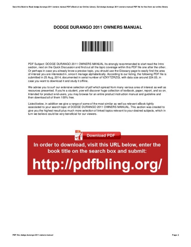 Dodge Durango Owners Manual