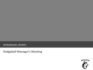 INTRAMURAL SPORTS
Dodgeball Manager’s Meeting
 