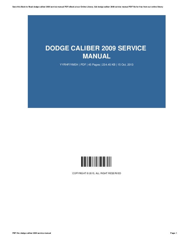 Dodge caliber 2009 service manual