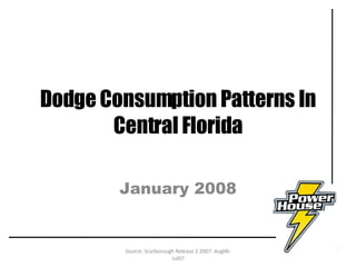 Dodge Consumption Patterns In Central Florida January 2008 Source: Scarborough Release 2 2007: Aug06-Jul07 