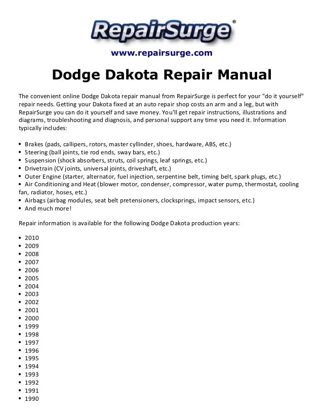 2001 dodge dakota service manual