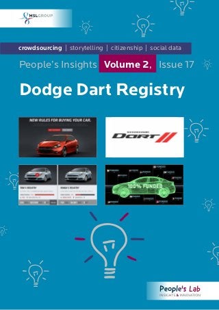 crowdsourcing | storytelling | citizenship | social data
Dodge Dart Registry
People’s Insights Volume 2, Issue 17
 