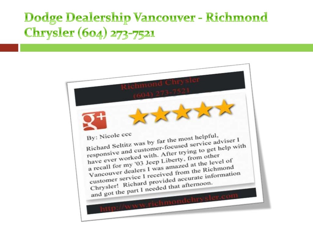 Vancouver Dodge Dealership Richmond Chrysler (604) 2737521