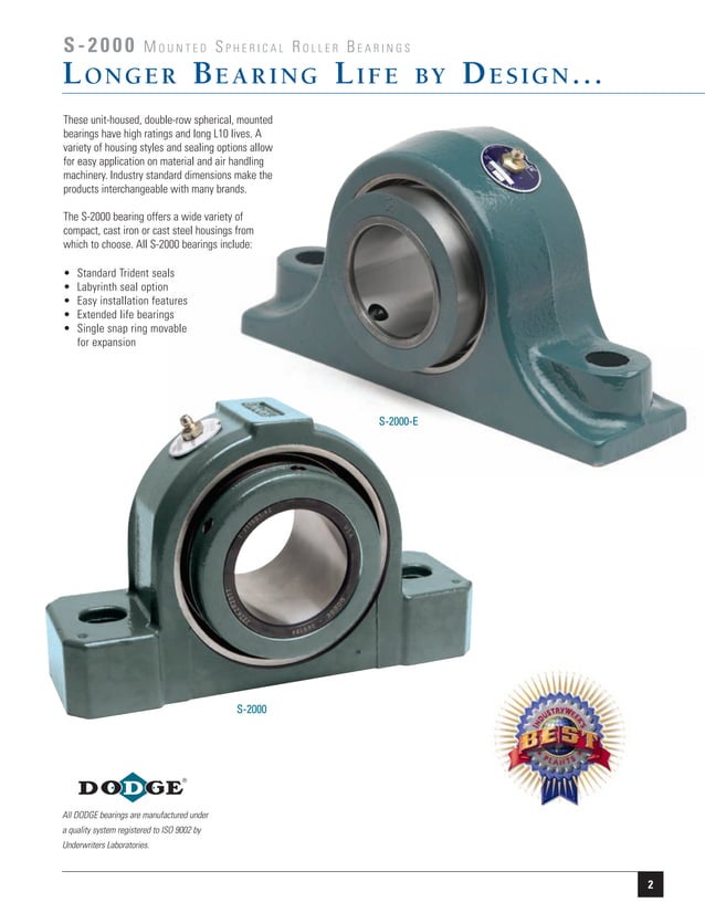 Dodge S2000 Roller Bearings Brochure PDF