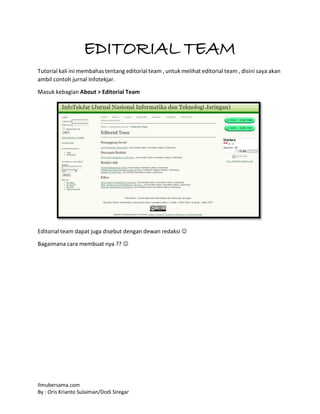Editorial Team Example LANGKAH - LANGKAH MENYUSUN EDITORIAL TEAM | PDF
