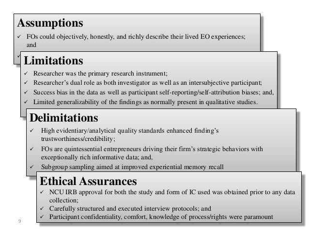 dissertation assumptions and limitations