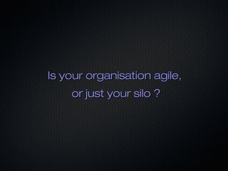 Is your organisation agile,Is your organisation agile,
or just your silo ?or just your silo ?
 