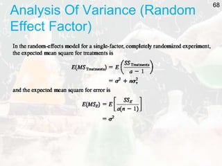 Analysis Of Variance (Random
Effect Factor)
68
 