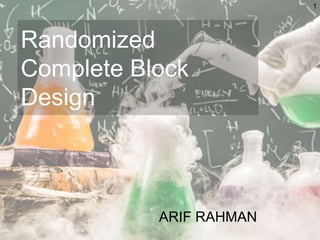 Randomized
Complete Block
Design
ARIF RAHMAN
1
 