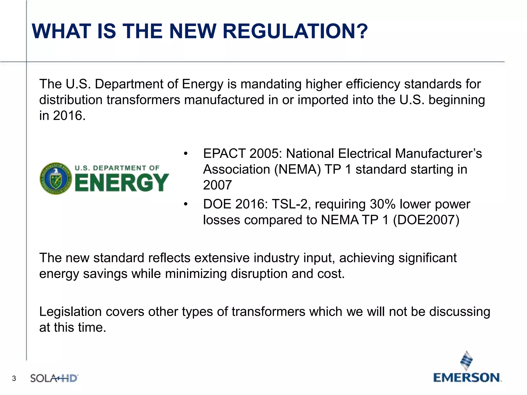 New Energy Conservation Standards for Transformers - DOE 2016 | PPTX