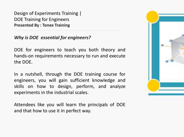 DOE, Design Of Experiments, DoE Training, Learn How To Use DoE, Taguchi ...