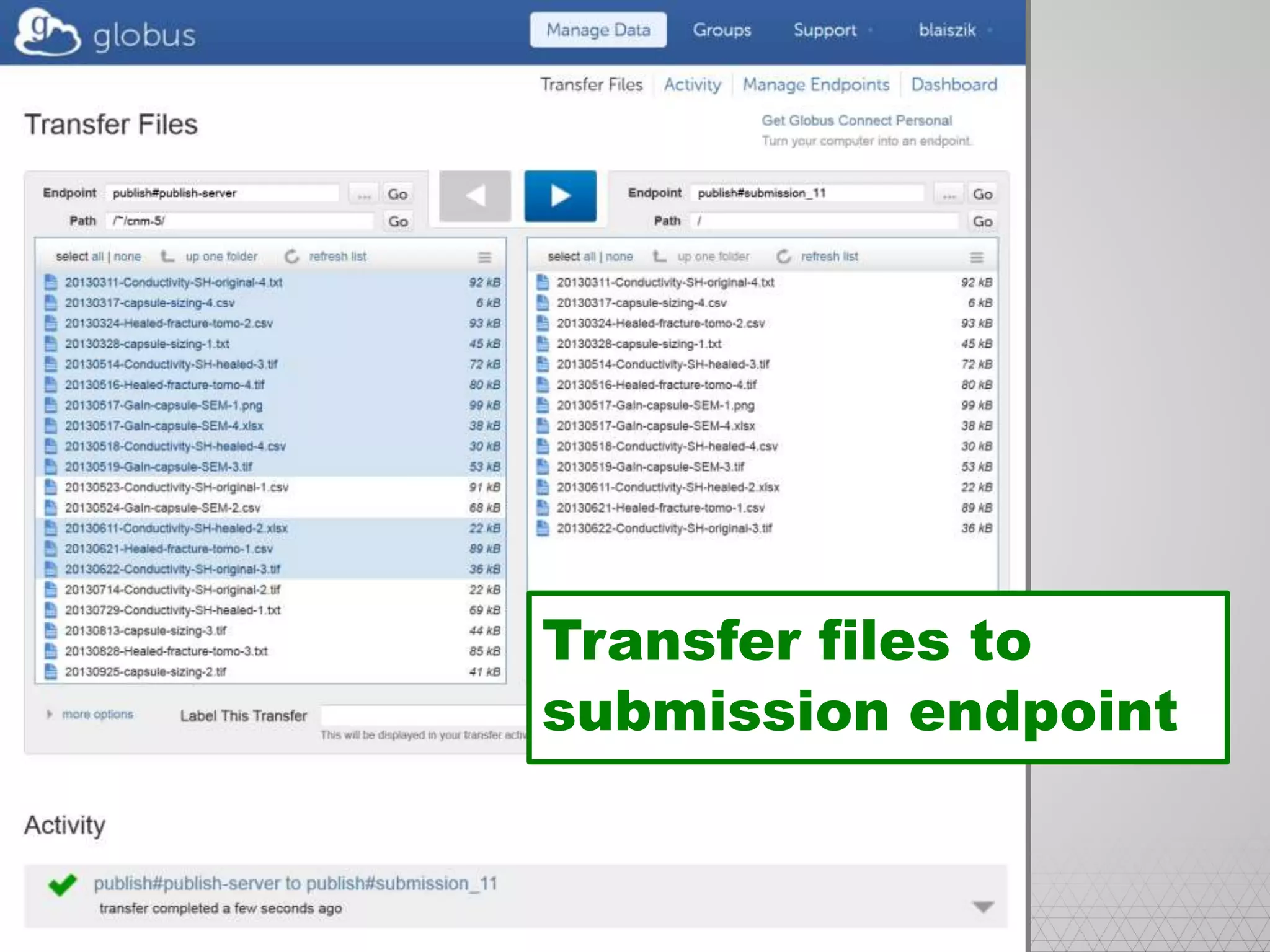 36
Transfer files to
submission endpoint
 