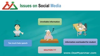 Issues on Social Media
Too much hate speech
Unreliable information
information overloaded for student
SOLUTION ???
 