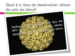 Qual é o risco de desenvolver câncer do colo do útero?  Mulheres infectadas com um tipo de HPV com alto risco de câncer desenvolverá câncer do colo do útero. 