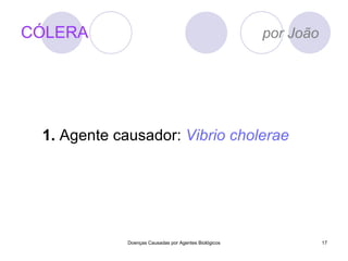 CÓLERA   por João 1.  Agente causador:  Vibrio cholerae Doenças Causadas por Agentes Biológicos 
