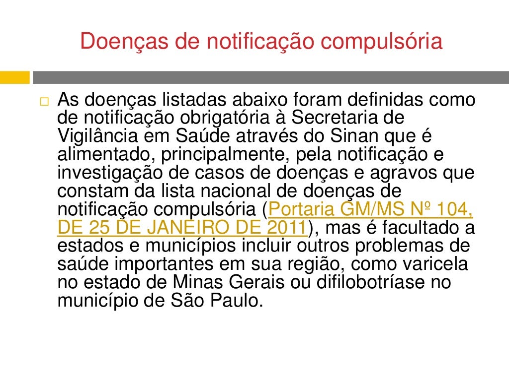 DOENÇAS DE NOTIFICAÇÕES COMPULSORIA