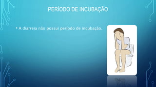 PERÍODO DE INCUBAÇÃO
• A diarreia não possui período de incubação.
 
