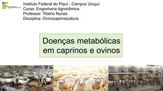 Instituto Federal do Piauí - Campus Uruçuí
Curso: Engenharia Agronômica
Professor: Tibério Nunes
Disciplina: Ovinocaprinocultura
Doenças metabólicas
em caprinos e ovinos
 