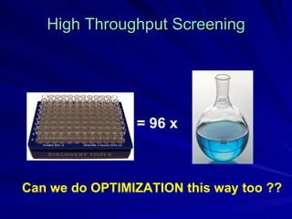 High Throughput Screening = 96 x Can we do OPTIMIZATION this way too ?? 