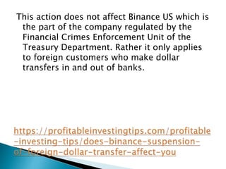 Does Binance Suspension of Foreign Dollar Transfers Affect You?