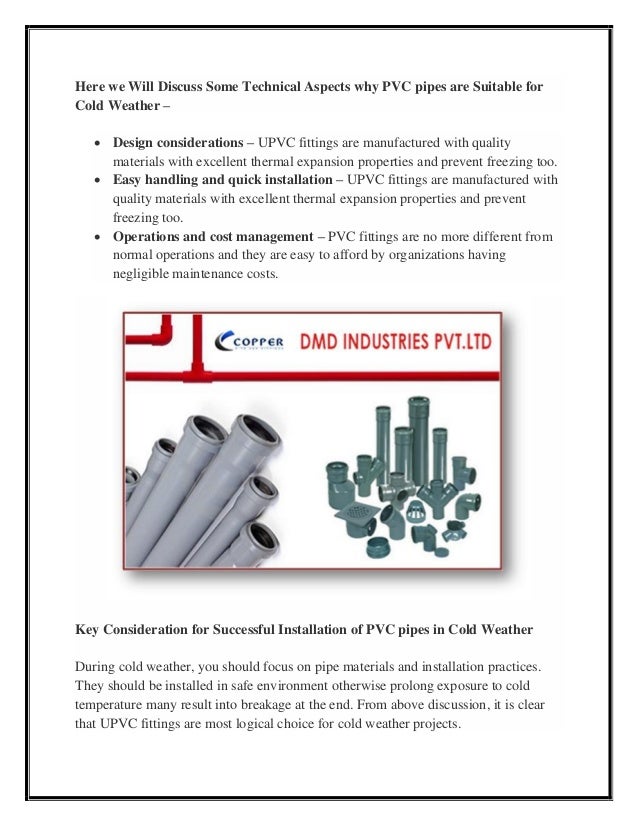 Does cold Weather Affects UPVC Fittings Usage and its Installation?