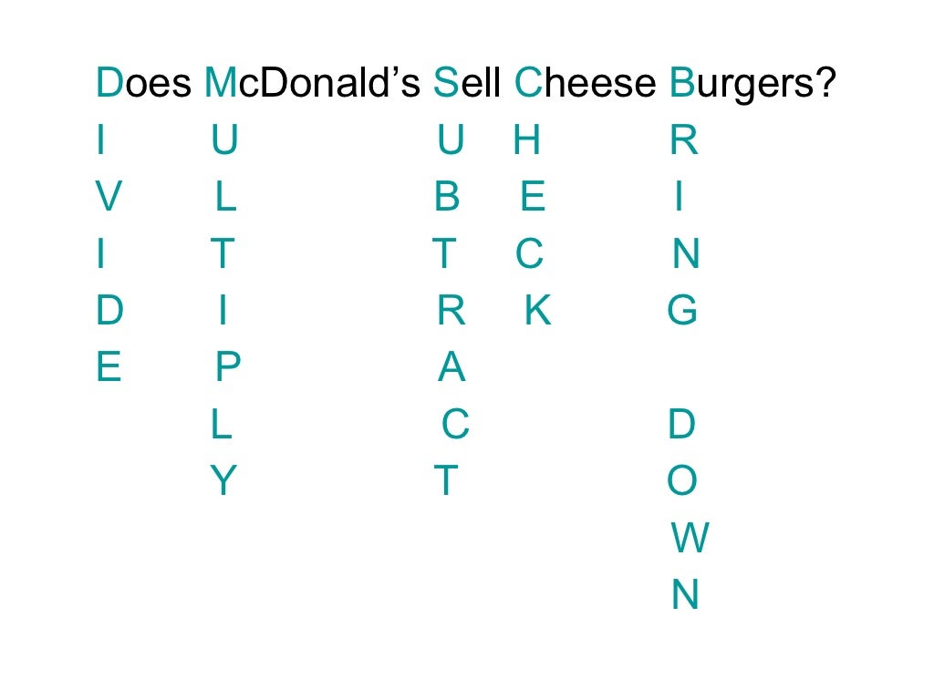 Does McDonald\'s Sell Cheeseburgers? (lomg division)