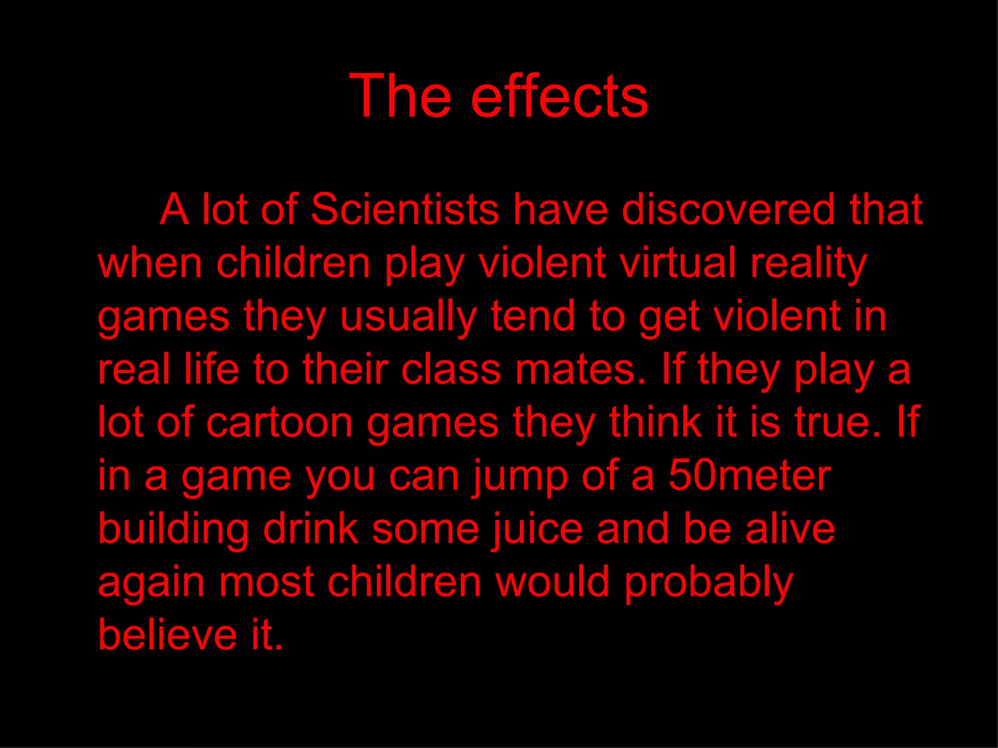 does virtual reality affect children PPT