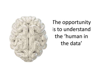 The opportunity
is to understand
the ‘human in
the data’
 