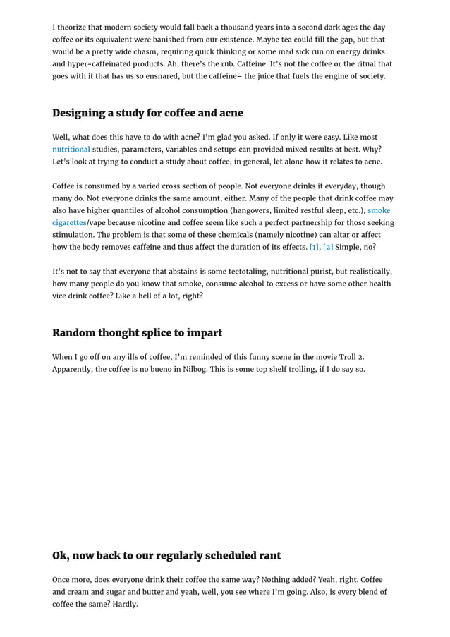 Does coffee cause acne