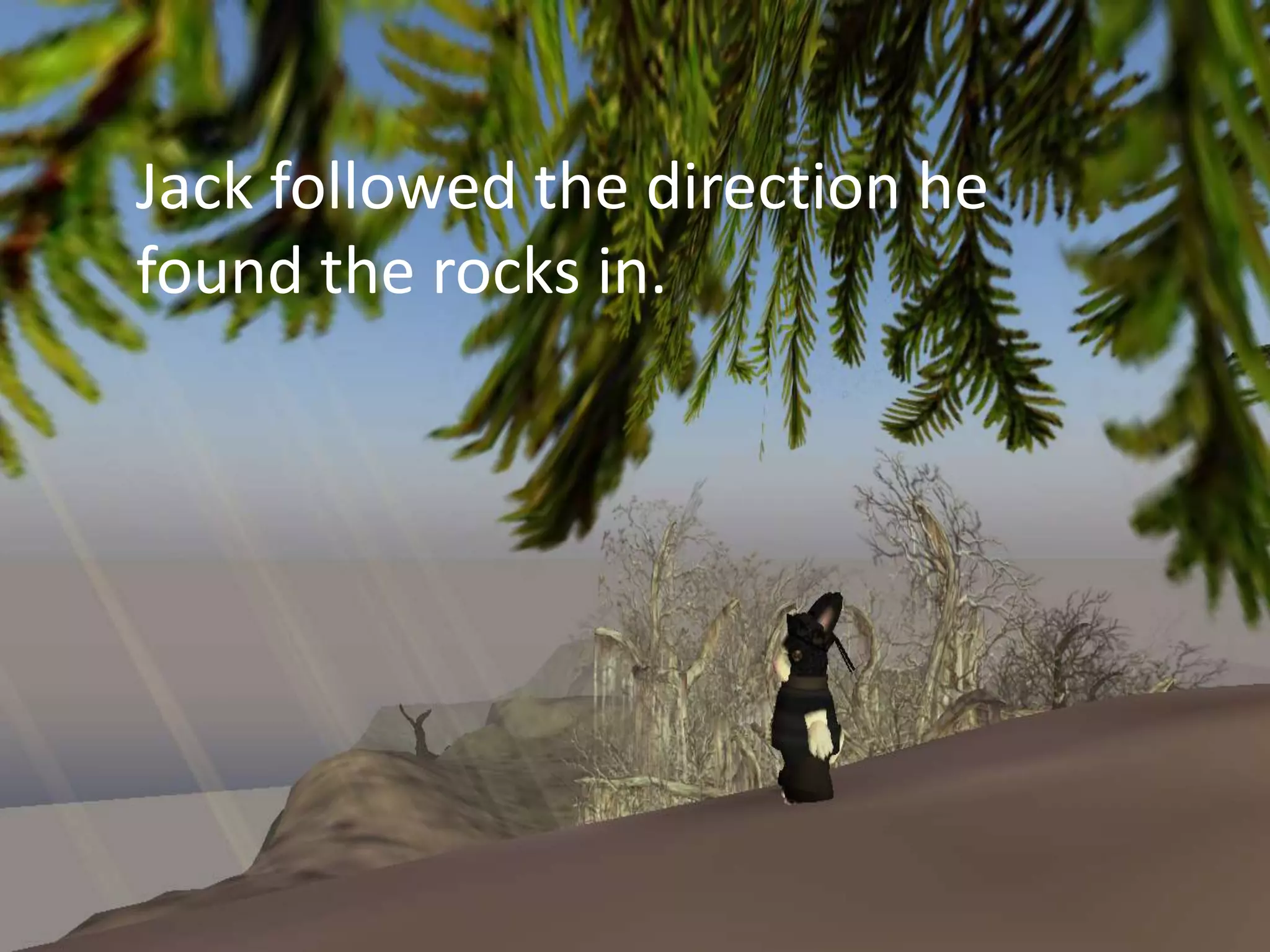 Jack followed the direction he
found the rocks in.
 